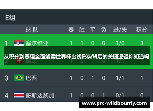 从积分到赛程全面解读世界杯出线形势背后的关键逻辑你知道吗